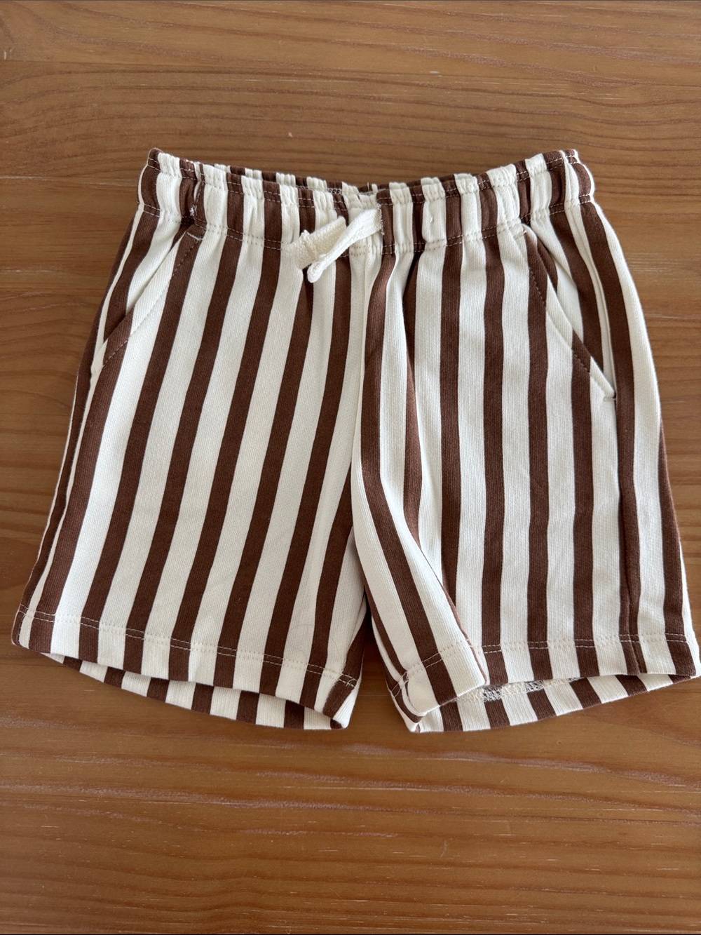 Zara kids Brown & Cream Striped Athletic Drawstring Shorts